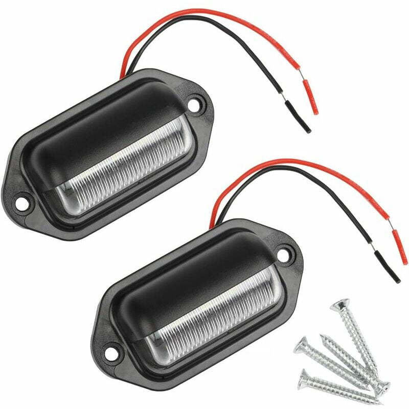 2PCS LED License Plate Light Waterproof 6 SMD LED Tail Lights License Plate Lamp for 12V/ 24V Truck Van Trailer Car Vehicle Caravan