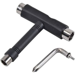 2PCS Skate Multi-Function Tool Portable Skateboard t Accessories Tools with t Type Inner Hex Spanner and l Phillips Screwdriver Wrench Black and White