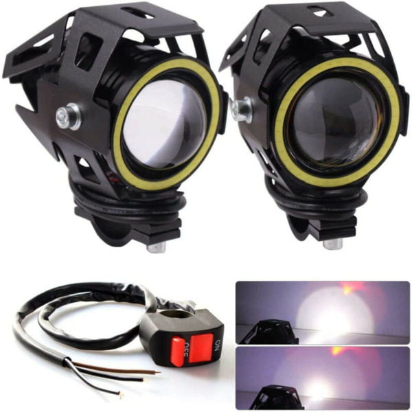 2Pcs Motorcycle Front Headlights, U7 Motorcycle Additional Headlights ...