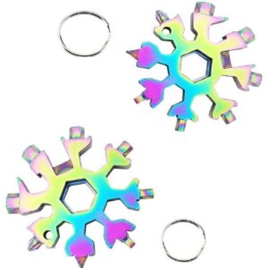 2Pcs Snowflake Multi-Tool 18 in 1, Portable Stainless Steel Almighty Tool Christmas Gift Bottle Opener for Daily Travel Camping Adventure Tools(Color)