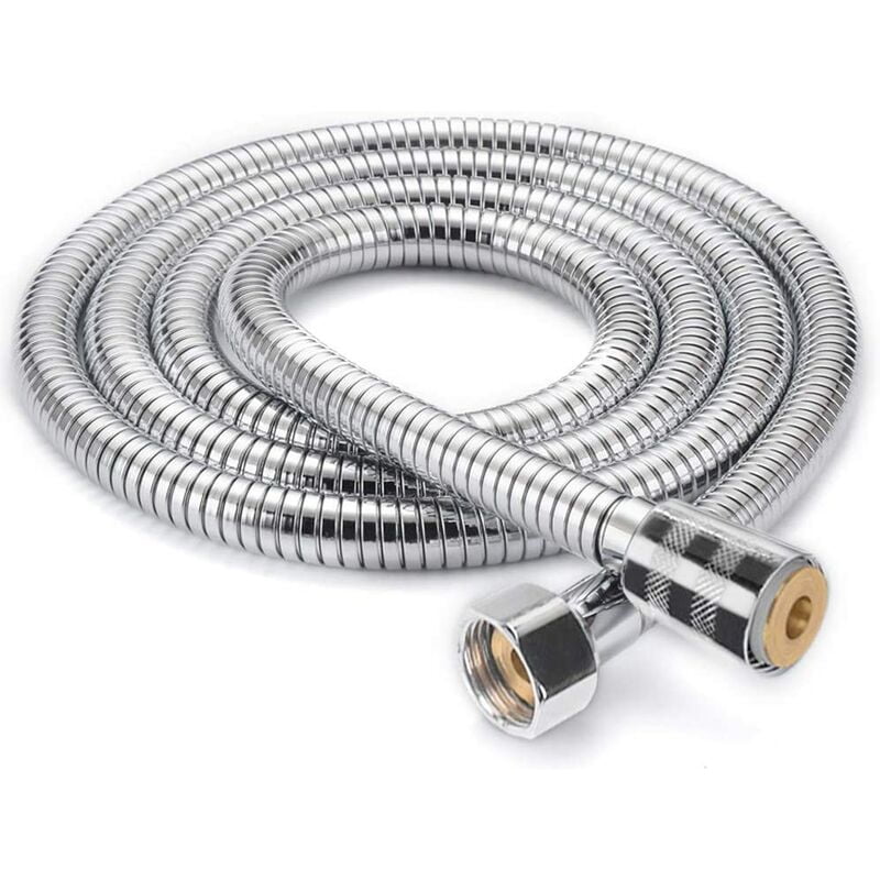 2m Shower Hose, Universal Expandable Shower Hose Shower Head Stainless Steel Hose Anti-Explosion, Anti-Twist and Anti-Corrosion, Double Loop