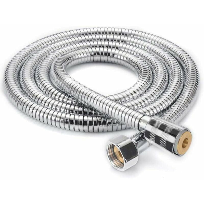 2m Shower Hose, Universal Expandable Shower Hose Shower Head Stainless Steel Hose Anti-Explosion, Anti-Twist and Anti-Corrosion, Double Loop