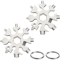 2pc 18 in 1 Snowflake Multifunction Tool,Mini Stainless Steel Portable Multi-Tool with Key Chain for Outdoor Travels Everyday Tools, Men's Christmas