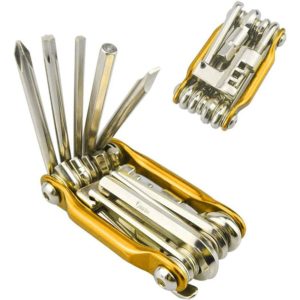 2pcs 11 in 1 Multifunction Bike Repair Tool, Mini Bike Multi-Tool Kit, Foldable Portable Bike Maintenance Tool (Gold)
