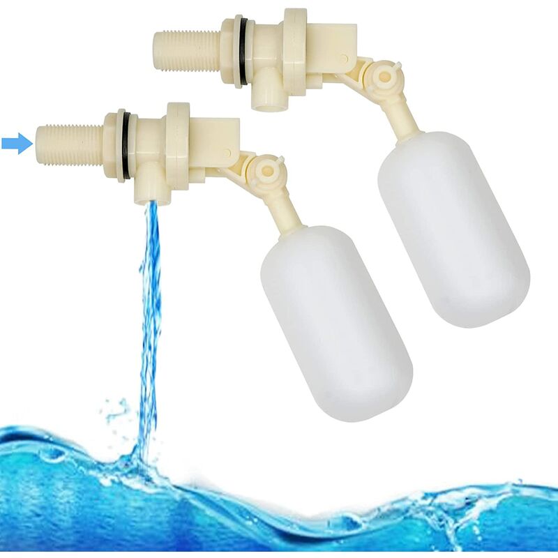 2pcs 1/2 Inch Float Ball Valve for Waterer 1.27cm Automatic Shut Off Fill Ball Valve for Cattle Waterer Reservoir Float Valves With Waterline Adapter