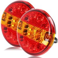 2pcs 12/24v Round led Trailer Tail Light Hamburg Lighting for Caravan Truck (Red & Amber, Round)