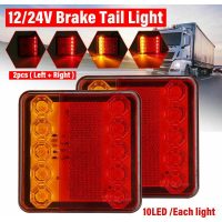 2pcs 12V 24V 10 LED Car Truck Tail Light Taillight Brake Light Indicator Signal Lamp Boat Trailer Caravan Van Truck