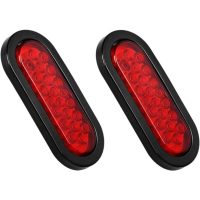 2pcs 6 Inch Oval Red 22 led Truck Tail Light Clear Tail Reversing Light for Truck Trailer Warning Light