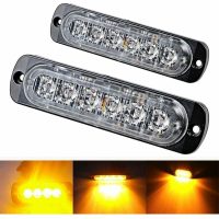 2pcs 6 LED Car Strobe Warning Light Amber Light 12V-24V Vehicle Light Bar - Safety Flashing Light for Car, Commercial Vehicle, Boat, Trailer, RV