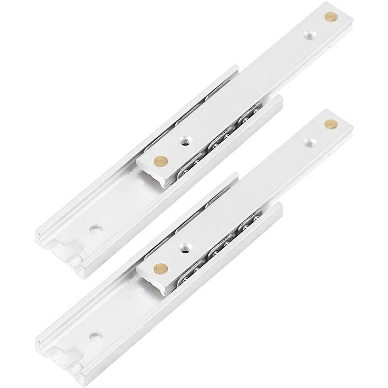 2pcs Aluminum Alloy Heavy Duty Ball Bearing Drawer Slides Durable Telescopic Rail Smooth Slide for Cabinet Drawer(100mm)