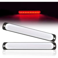 2pcs Emergency Strobe Light Bar 12-LED Surface Mount Beacon Hazard Warning Flashing Strobe Light for Truck Trailer Car Side Light 12-24V Red