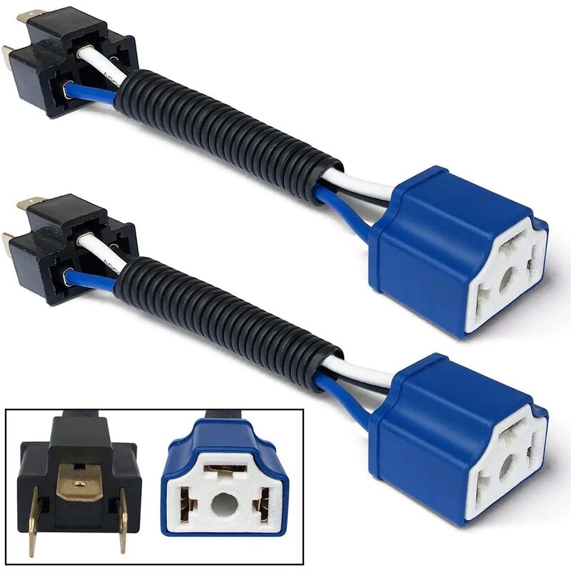 2pcs H4 9003 HB2 Wiring Harness Headlight Socket Heavy Duty Ceramic Headlamp Socket For Car Truck Boat Fog Light Retrofit
