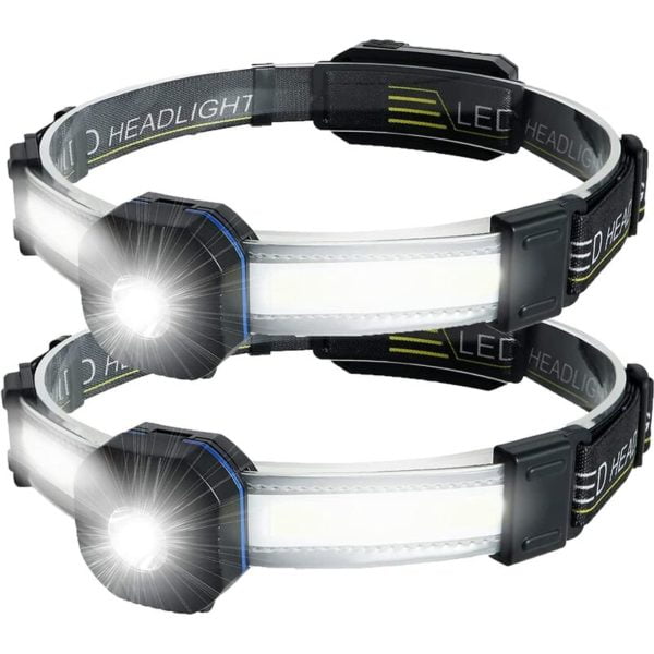 2x Powerful COB XPG Head Torch 10 Modes USB Rechargeable LED Headlamp 500 Lumens Waterproof, Camping, Reading, Hiking, Cycling, Fishing, Bike
