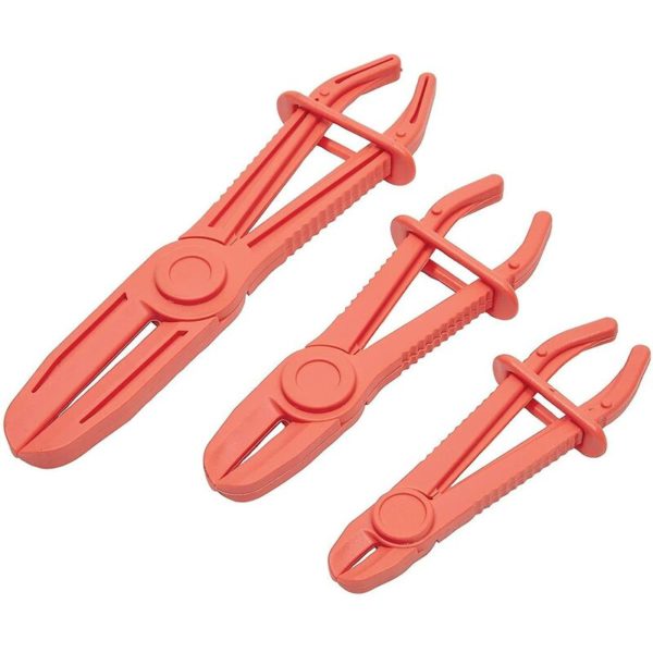 3 Hose Clamp Pliers 3 Sizes - Hose Clamp Pliers for Brake Hoses, Fuel Hoses, Gas Lines and Most Flexible Hoses (Red)