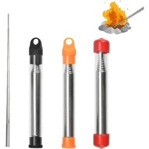 3 PCS Pocket Bellows Stainless Steel Rustproof Adjustable Telescopic Bellows Pocket Portable Fire Tube with Storage Box for Cooking Picnic Hunting