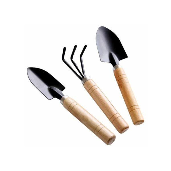 3 Pcs Mini Garden Tools, Small Rake and Shovel Set, Small Shovel Rake and Spade Wooden Handle for Potted Plants for Garden Plants Indoor Outdoor