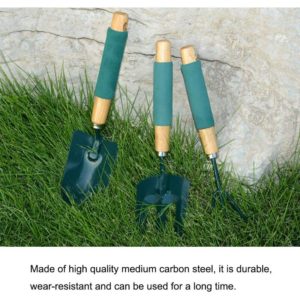 3 Pcs Small Garden Tools Set Heavy Duty 1Garden Hands Shovel Trowel 1Claw Rake 1Plants Fork with Wooden Handle Ergonomic Metal Bonsai Tool Kit for