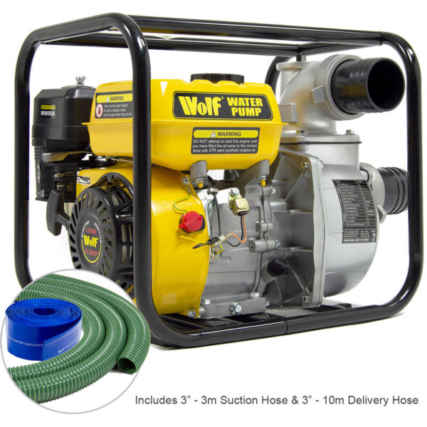 3' Petrol Water Pump 3m and 10m Hose - Wolf