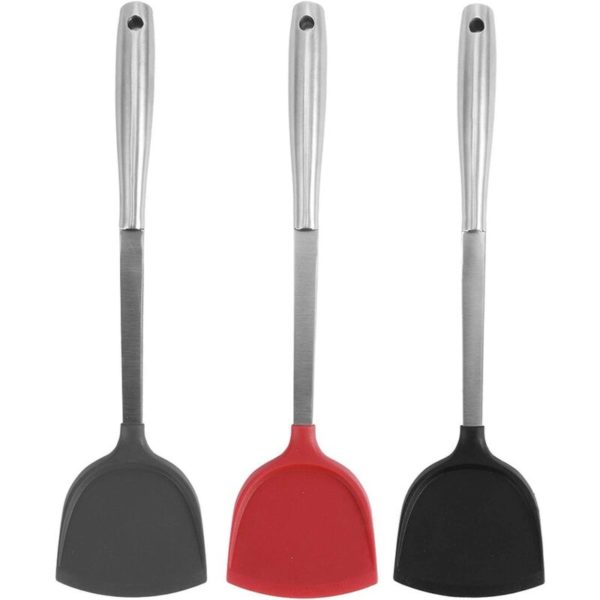 3 Pieces Stainless Steel Wok Spatula Flexible Silicone Nonstick Shovel Cooking Utensils Cooking Utensils