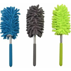 3 Pieces Telescopic Duster,Extensible Foldable Washable Feather Duster Chenille Dust Brush Mop Microfiber Duster For Home Office And Cars