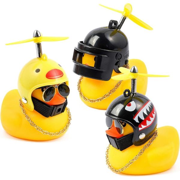 3 Pieces Yellow Duck Car Ornament, Duck Car Dashboard Decorations, Car Duck with Propeller Helmet