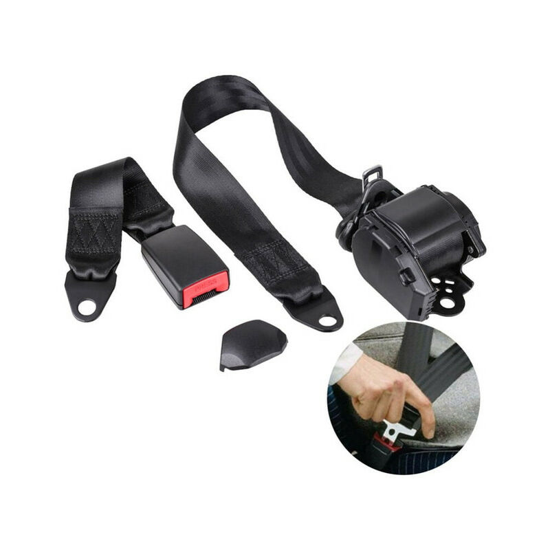 3 Point Adjustable Seat Belt Car Safety Belt Universal Automatic Telescopic Car Safety Belt for Go Kart Club Golf Trolley Vehicle Truck