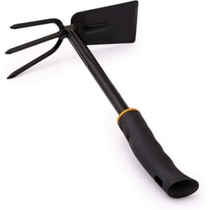 3-Tine Deluxe Hoe & Broadleaf Pickaxe 7cm, 32cm Long In black lacquered steel with ergonomic handle For garden, balcony, vegetable garden, terrace or