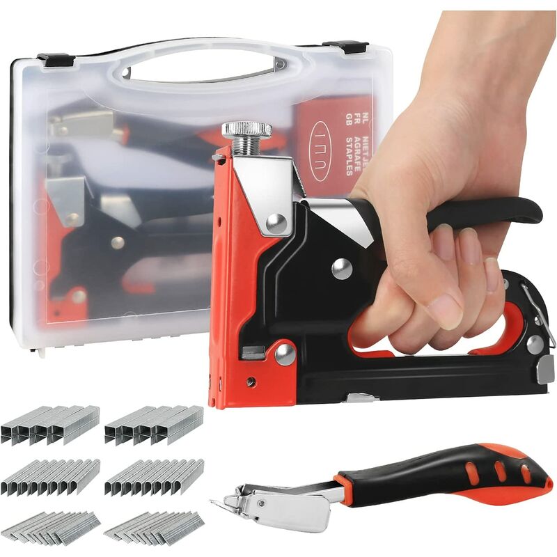 3 in 1 Manual Heavy Duty Staple Gun Kit with 2000 Staples and Staple Puller, Upholstery Stapler for Fastening Hardware, Decor, Carpentry, Furniture