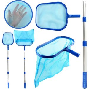 3 in 1 Pool Net Kit, Foil Skimmer, Surface Net, Pool Net, Pool Cleaning Maintenance Kit with Telescopic Pole for Pool, Pond, Fountain, Fish Tank