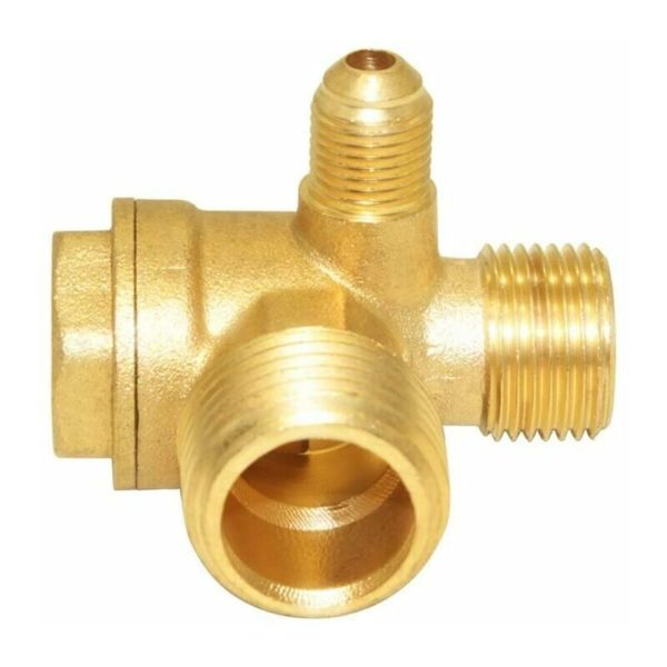 3-way brass air compressor check valve with male thread, central pneumatic, G1/2xG3/8xG1/8