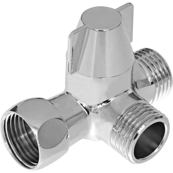 3-way diverter Valve switch for shower, hand shower and overhead shower shower arm 3-way diverter solid brass, polished chrome (PV8)