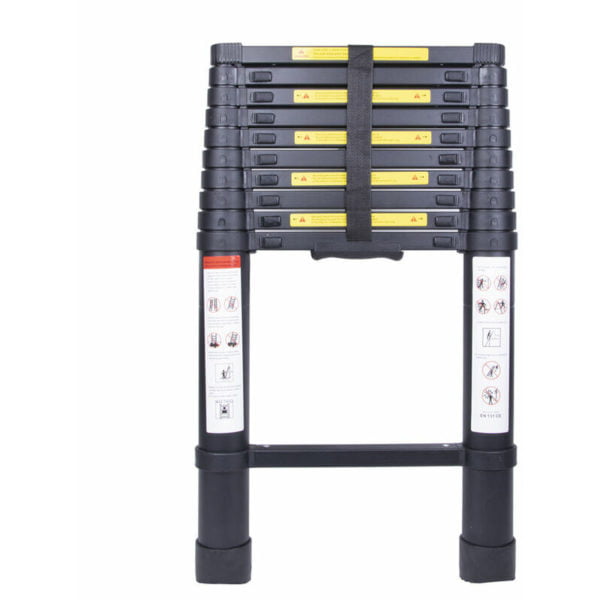 3.2m Aluminum Multifunction Telescopic Ladder Professional Black Folding Ladder Maximum Load 150kg