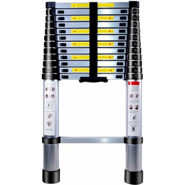 3.8m Aluminum Telescopic Ladder Foldable Telescopic Multifunction Portable Extendable Ladder Capacity 150kg