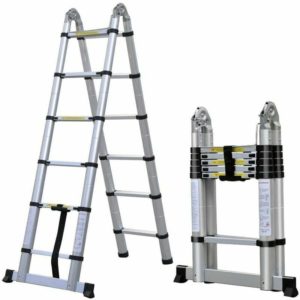 3.8m Extendable Aluminum Telescopic Ladder Extension Ladder Multipurpose Ladder 150kg Capacity 1.9m+1.9m