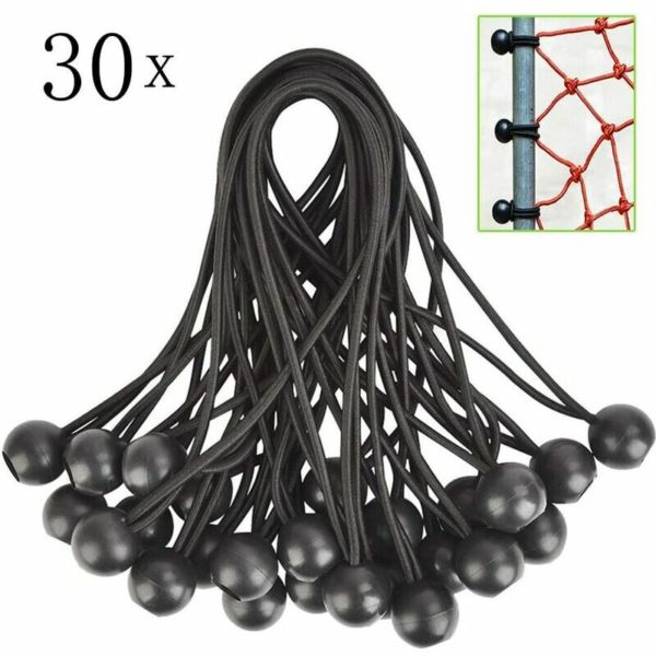 30pcs Bungee Cord, Rubber Bungee Cord with Ball, for Tarp, Pavilion, Tent, Curtains, Garden Fence. Greenhouse Cover Fixing, Trailer Cover Fixing.