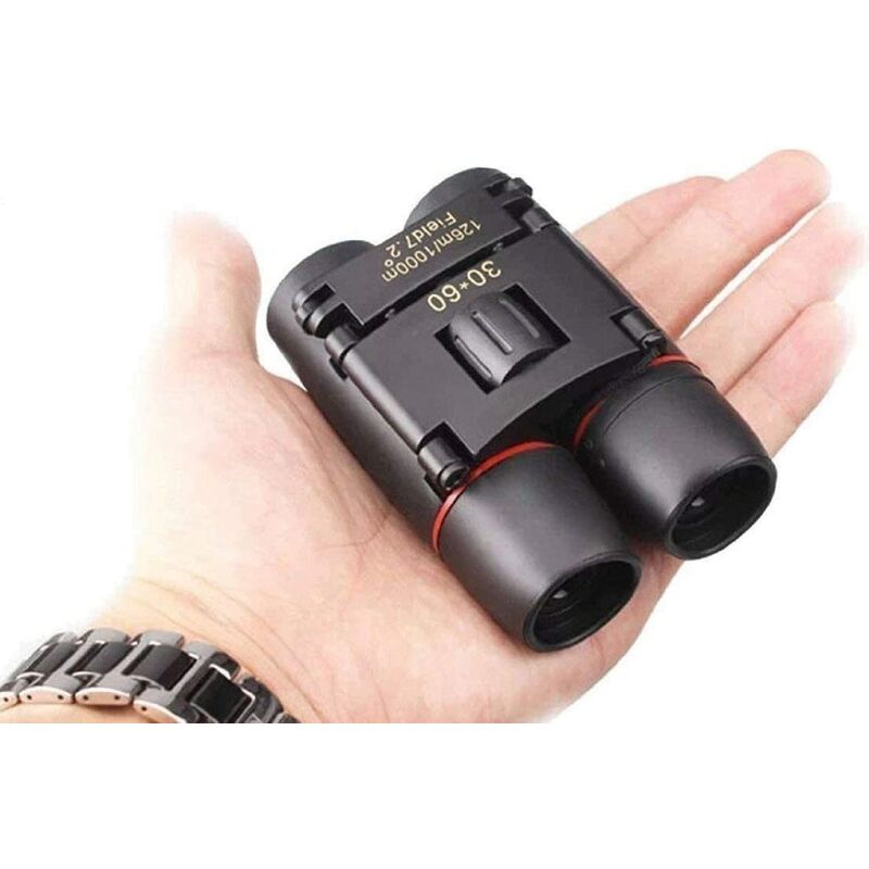 30x60 compact mini binoculars night vision powerful folding telescope with cleaning cloth and carrying bag, light and small field glasses for adults,