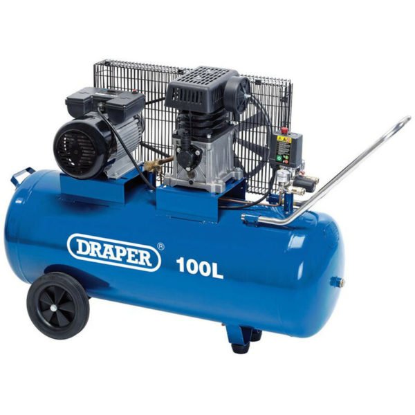 31254 100L Belt-Driven Air Compressor 2.2kW 13A - Draper