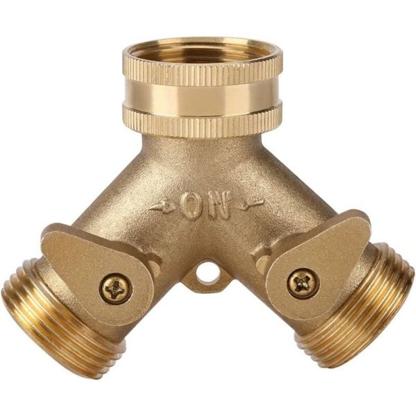 3/4 Faucet Connector y Shape Tap Connector Hose Faucet Adapter 2 Way Brass Hose Adapter Gooseneck Garden Hose Valve Connector for Outdoor Garden