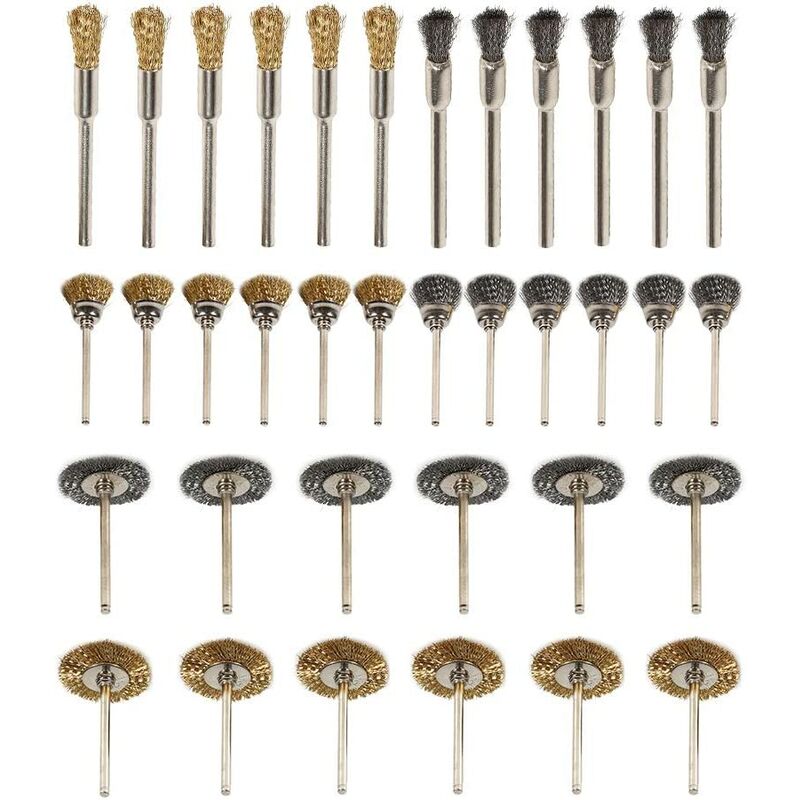 36Pcs Brass Polishing Brush Wire Set for Drill Tools Stainless Steel Wire Metal Drilling Rotary Brushes