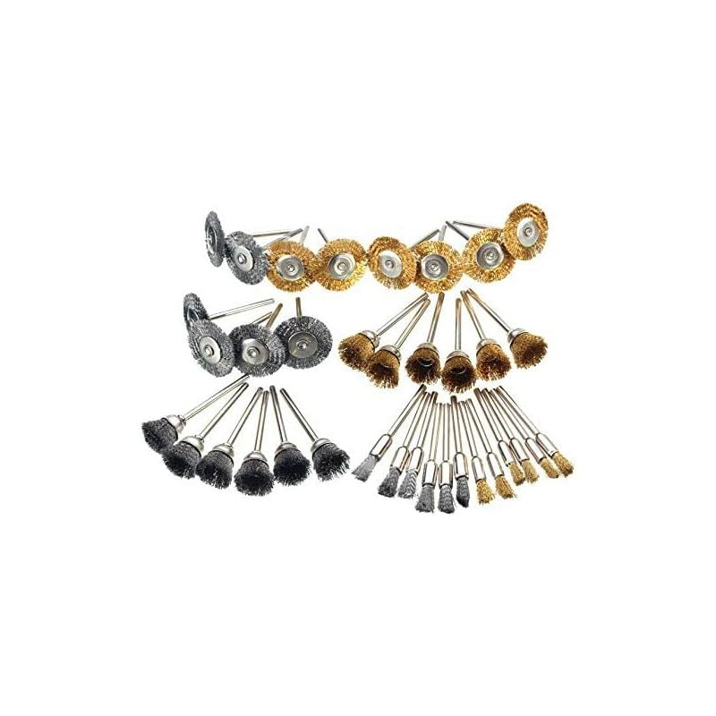 36Pcs Wire Brush, Steel Brass Polishing Brushes Wire Brushes Polishing Cleaning Brass Rotary Tools Kit SOEKAVIA