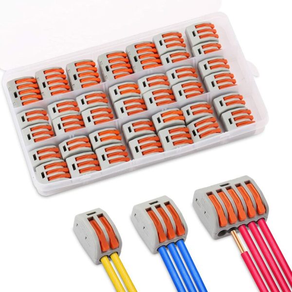 37 Pieces Electrical Connectors Kits with Control Lever, Electrical Domino, Quick Compact Terminal Lugs Automatic Electrical Connection, for Solid,