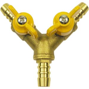 3/8 Hose Ball Valve y Shape Brass Fitting 2 Switches 3 Way Connector (For 11mm Hose)