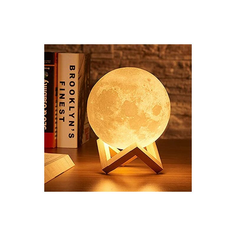 3D Printed Moon Lamp 7.1 inch 16 Colors Touch Moon Lamp , Moon Night Light for Bedroom Living Room Cafe Birthday Christmas Gift