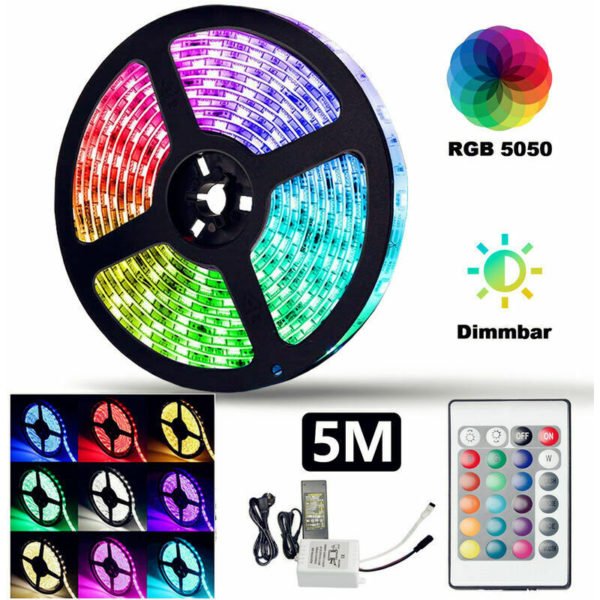 3M LED Strip Set RGB LED Strip 5050 SMD LED Strip 60 LEDs Waterproof (IP65) LED Strip with 24 Button Remote Control