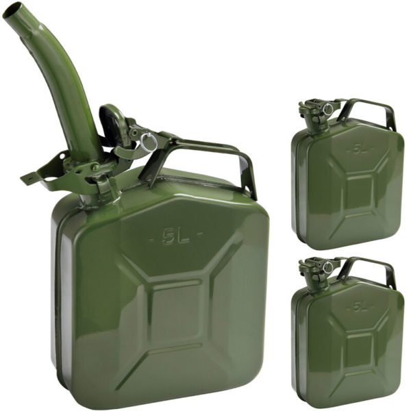 3X Monzana gasoline canister 5 L incl. pouring spout. UN approval metal diesel fuel canister canister container