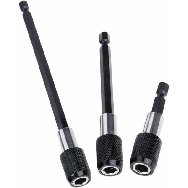 3pcs 6.35mm Hex Shank Magnetic Extension Bit Holder For Screwdriver 60mm 100mm 150mm Quick Release Extension Chuck Adapter Kit For Screws, Nuts and