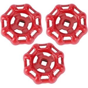3pcs Faucet Hose Bibb Wheel Handle Valve Replacement Sillcock Cast Iron Round Broach Metal Outside Faucet Water Spigot Handle Gate Valve Red 5CM