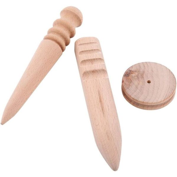 3pcs Hand Burnishers Kit, Wooden Burnisher Leather Wood Edge Slicker Multi-Size Burnisher Leather Craft diy Working Tool(Round Cone + Square Cone +