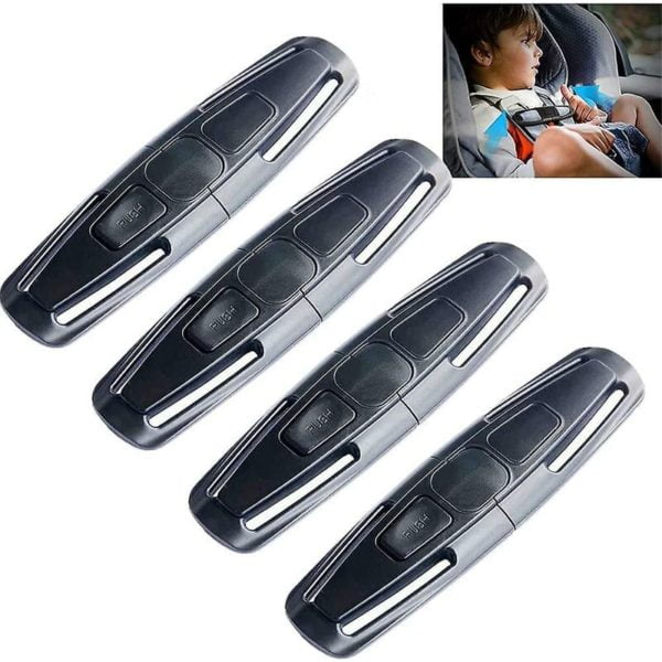 4 Pack Car Safety Seat Straps with Tite Belt Lock Tight Harness Clip Baby Safety Buckle