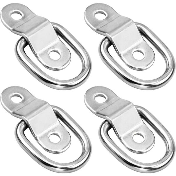 4 Pack D-Ring Anchor Tie Downs Lashing Rings Tie Down Anchors for Trailer, Stainless Steel d Rings Load Cargo Anchors Points with Mounting Bracket